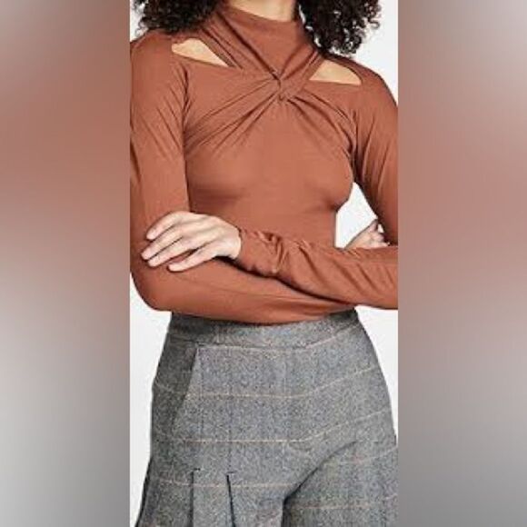 ASTR Brown Cut Out Long Sleeve Bodysuit NWT - Picture 1 of 9